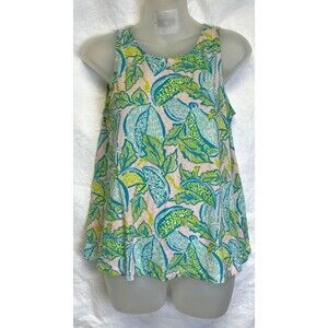 Lilly Pulitzer Tank Women's XS Kristen Swing Top "Vitamin Sea" Criss Cross Back